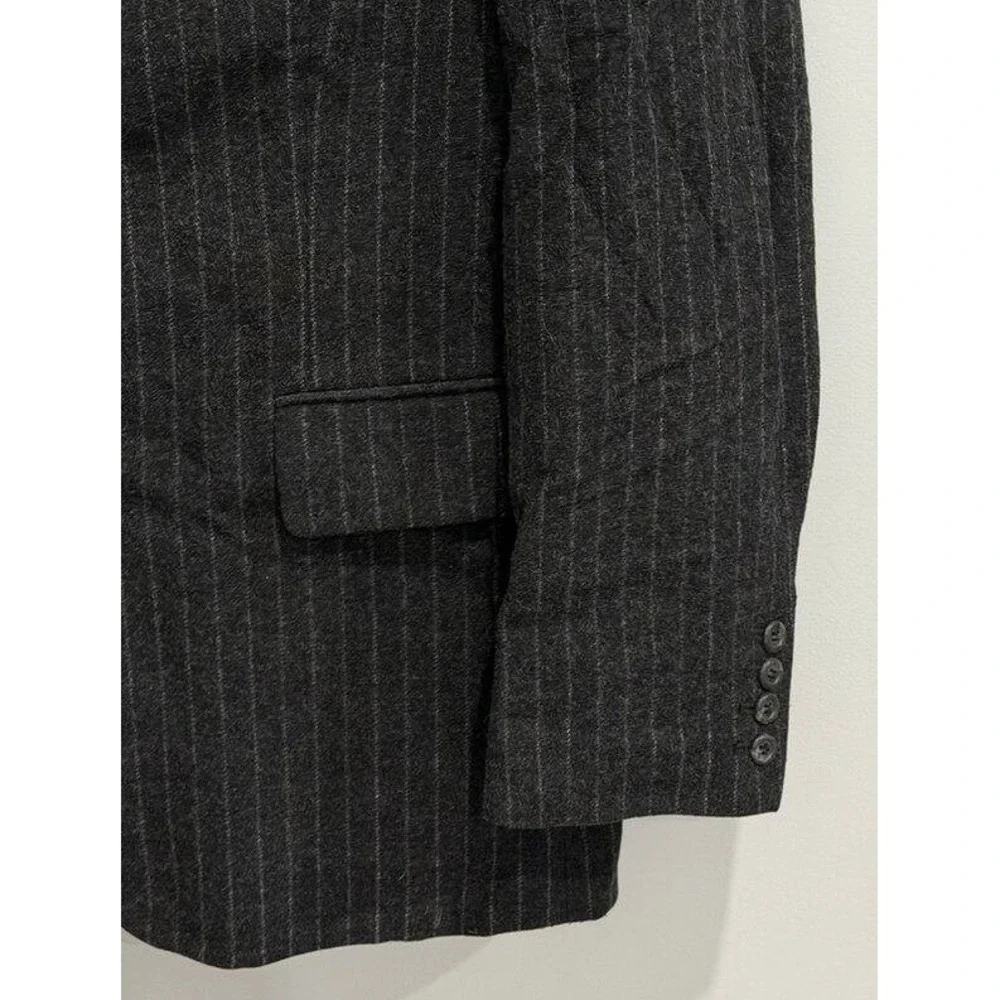 J‎ Crew Vintage 3 Button Wool Blend Charcoal Gray Chalk Stripe Blazer Jacket M